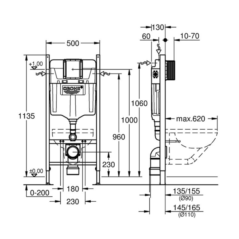 Комплект Інсталяція Rapid SL (38772001) Grohe + Унітаз Palo Rimless з кришкою (A34H137000) Roca - Зображення 1884366-a05f6.jpg