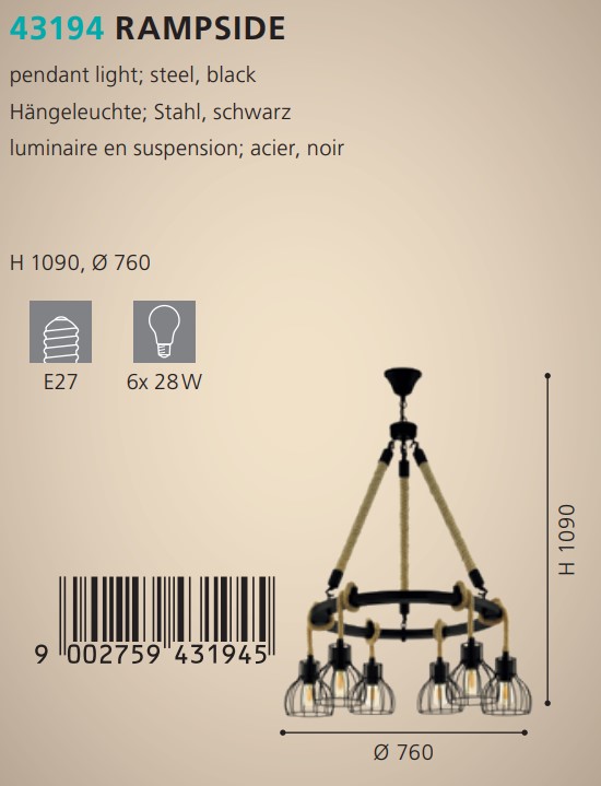 Люстра RAMPSIDE (43194), EGLO - Зображення 1884533-58d6d.jpg