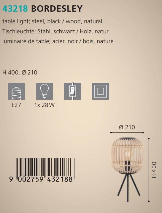 Настольная лампа BORDESLEY (43218), EGLO - Зображення 1884619-927e8.jpg