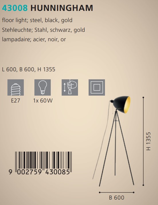 Торшер HUNNINGHAM (43008), EGLO - Зображення 1884673-f5140.jpg