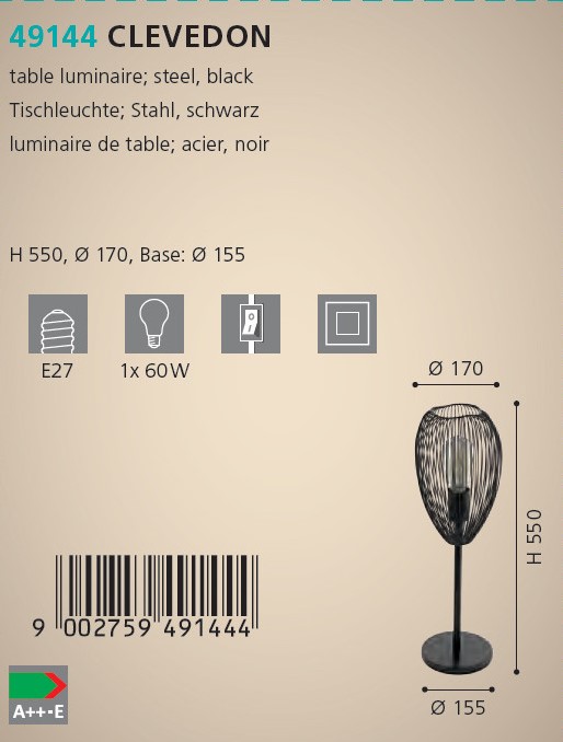 Настільна лампа CLEVEDON (49144), EGLO - Зображення 1887269-9cc44.jpg