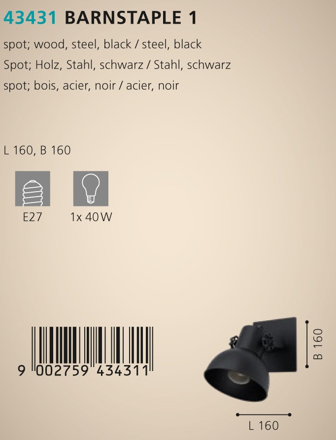 Спот BARNSTAPLE 1 (43431), EGLO - Зображення 1887297-c5bb0.jpg