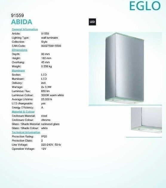 Бра ABIDA LED (91559), EGLO - Зображення 1888028-accfd.jpg