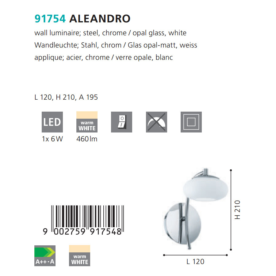 Бра ALEANDRO LED (91754), EGLO - Зображення 1888029-3da75.jpg