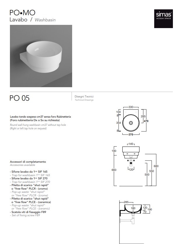 Умивальник PO.MO PO05 Capri SIMAS - Зображення 188820033-70fca.jpg