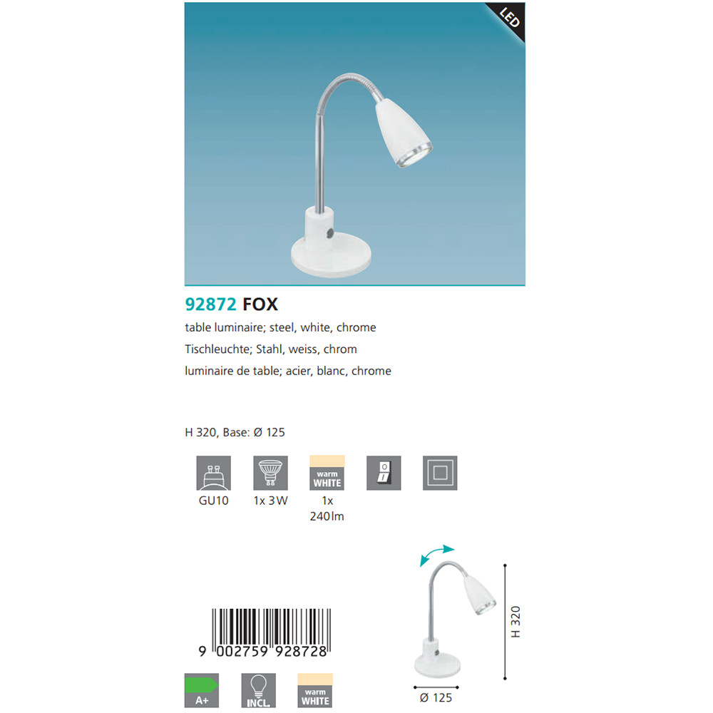 Настільна лампа FOX (92872), EGLO - Зображення 1888592-c2d53.jpg