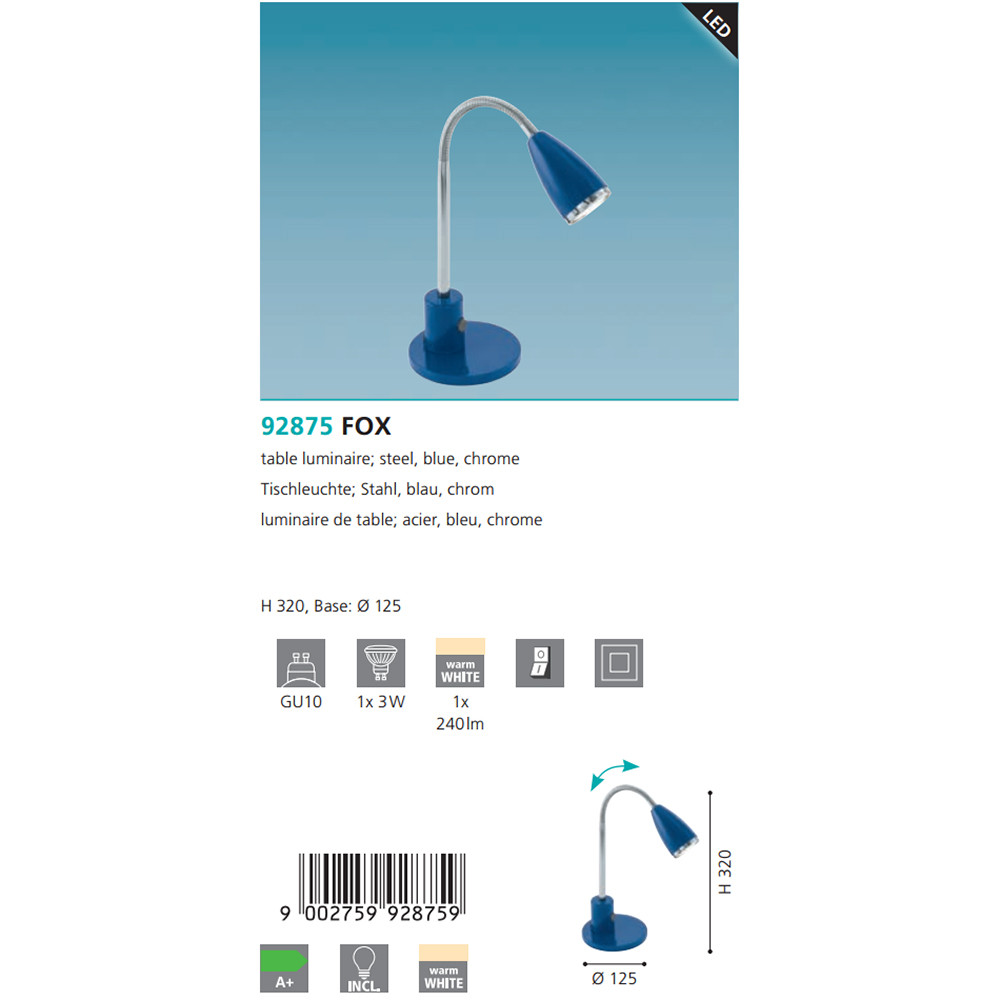 Настільна лампа FOX (92875), EGLO - Зображення 1888594-5b62a.jpg