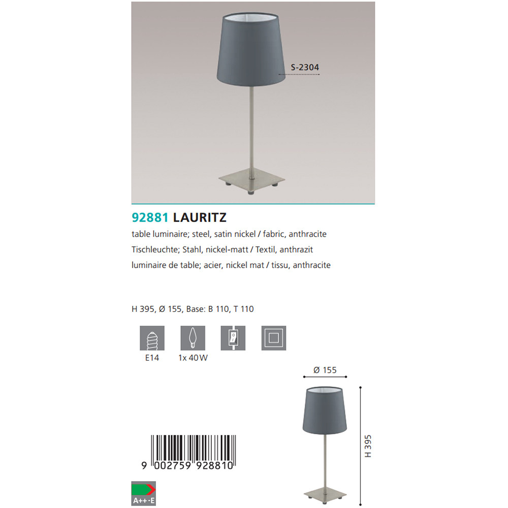 Настільна лампа LAURITS (92881), EGLO - Зображення 1888595-082d6.jpg
