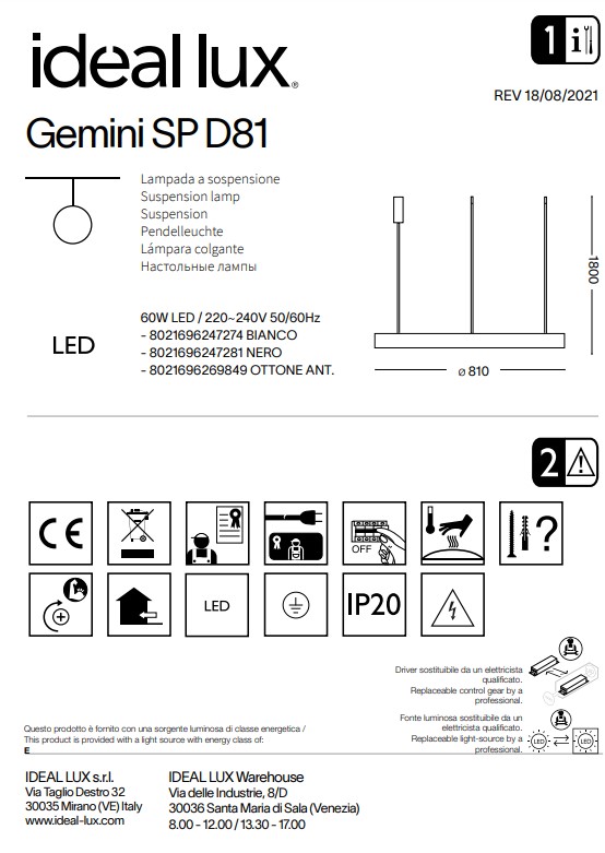 Люстра GEMINI SP D81 BIANCO (247274), IDEAL LUX - Зображення 1889171-2b7d2.jpg