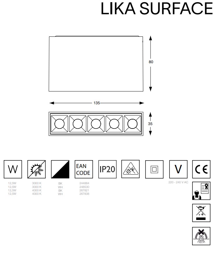 Точковий світильник LIKA 12,5W 4000K SURFACE WH (267838), IDEAL LUX - Зображення 1889276-03367.jpg