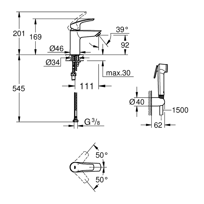 Змішувач для умивальника Eurosmart (23124003), Grohe - Зображення 1889574-2f4cf.jpg