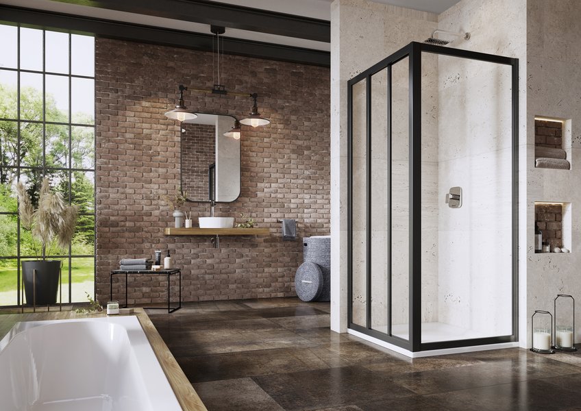 Душевая стенка неподвижная одноэлементная APSS-80 1980 Transparent Black 940403R2Z1 RAVAK - Зображення 1889805-9d574.jpg