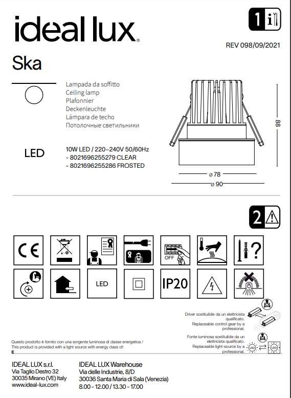 Точковий світильник SKA FROSTED (255286), IDEAL LUX - Зображення 1889920-ee0dc.jpg