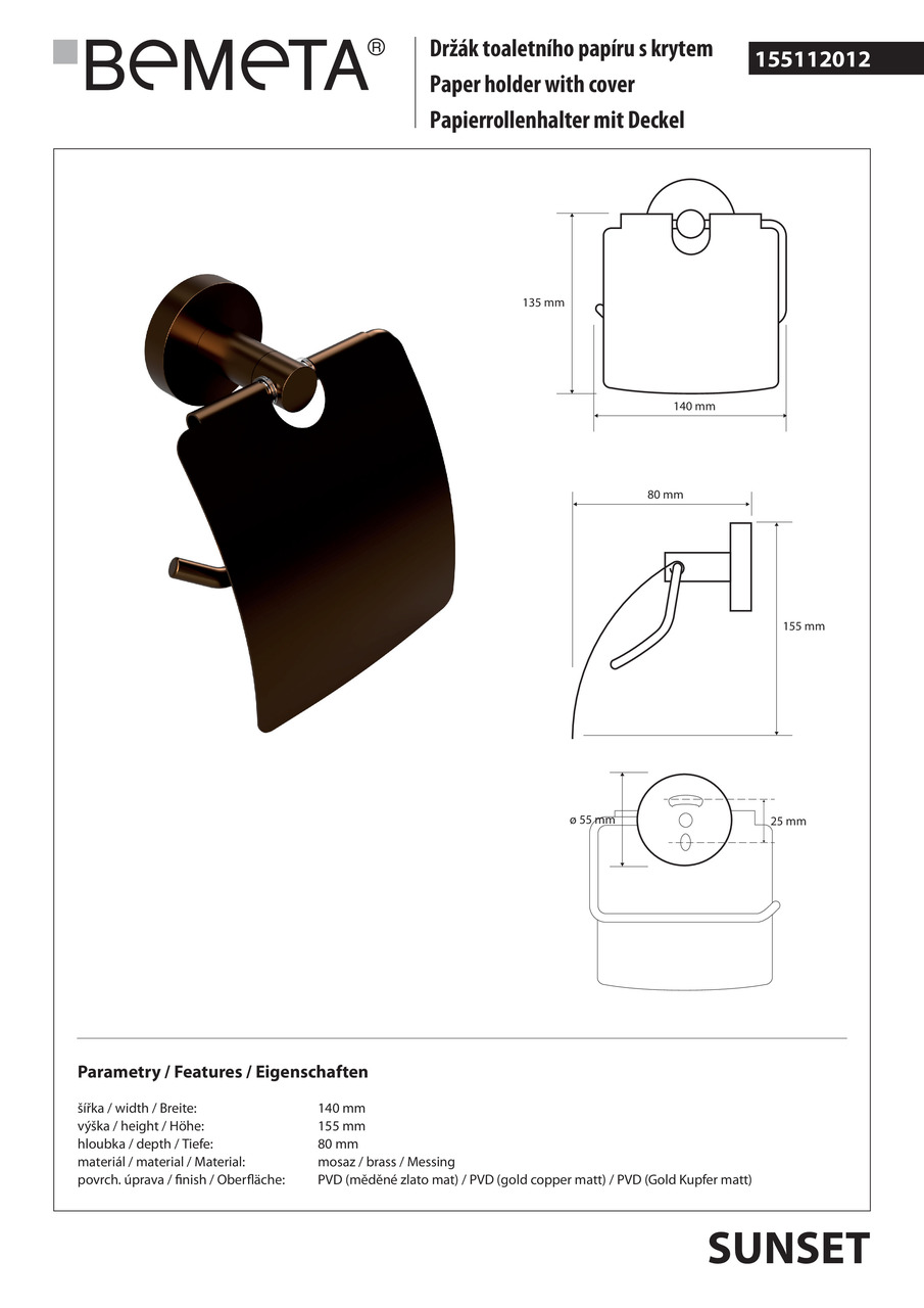 Тримач для туалетного паперу Amber (155112012), Bemeta - Зображення 1890049-0f48c.jpg