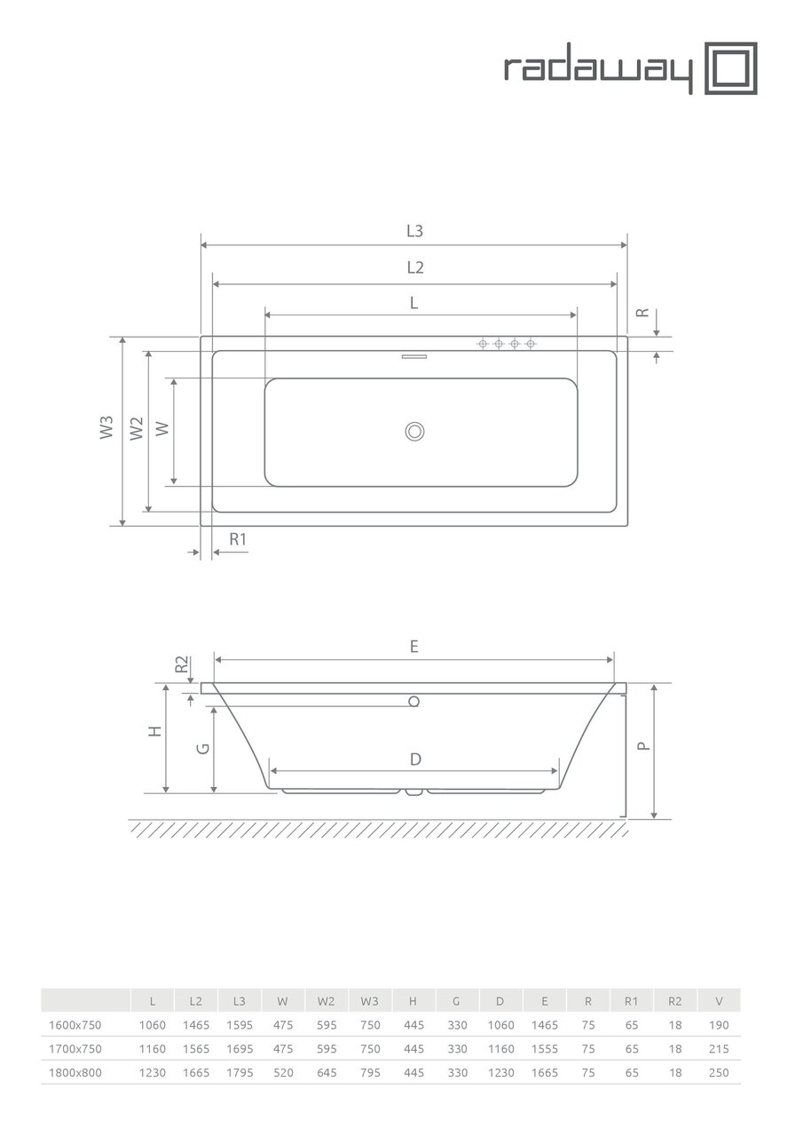 Ванна прямокутна TIANA 160x75 RADAWAY - Зображення 1890289-6ea84.jpg