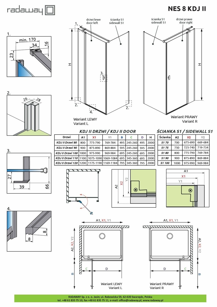 Душові двері NES 8 KDJ II 90 L RADAWAY - Зображення 1890811-99153.jpg