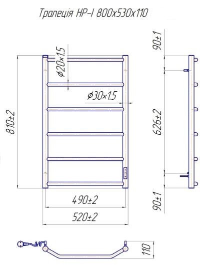 Рушникосушка електрична Трапеція НР-І 800х530 MARIO - Зображення 1890991-a4ae5.jpg