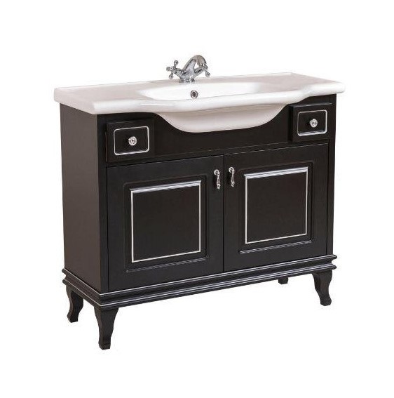 Шафка з умивальником Беатріче Люкс New Klasik Чорна Патина Хром 80, Аква Родос - Зображення