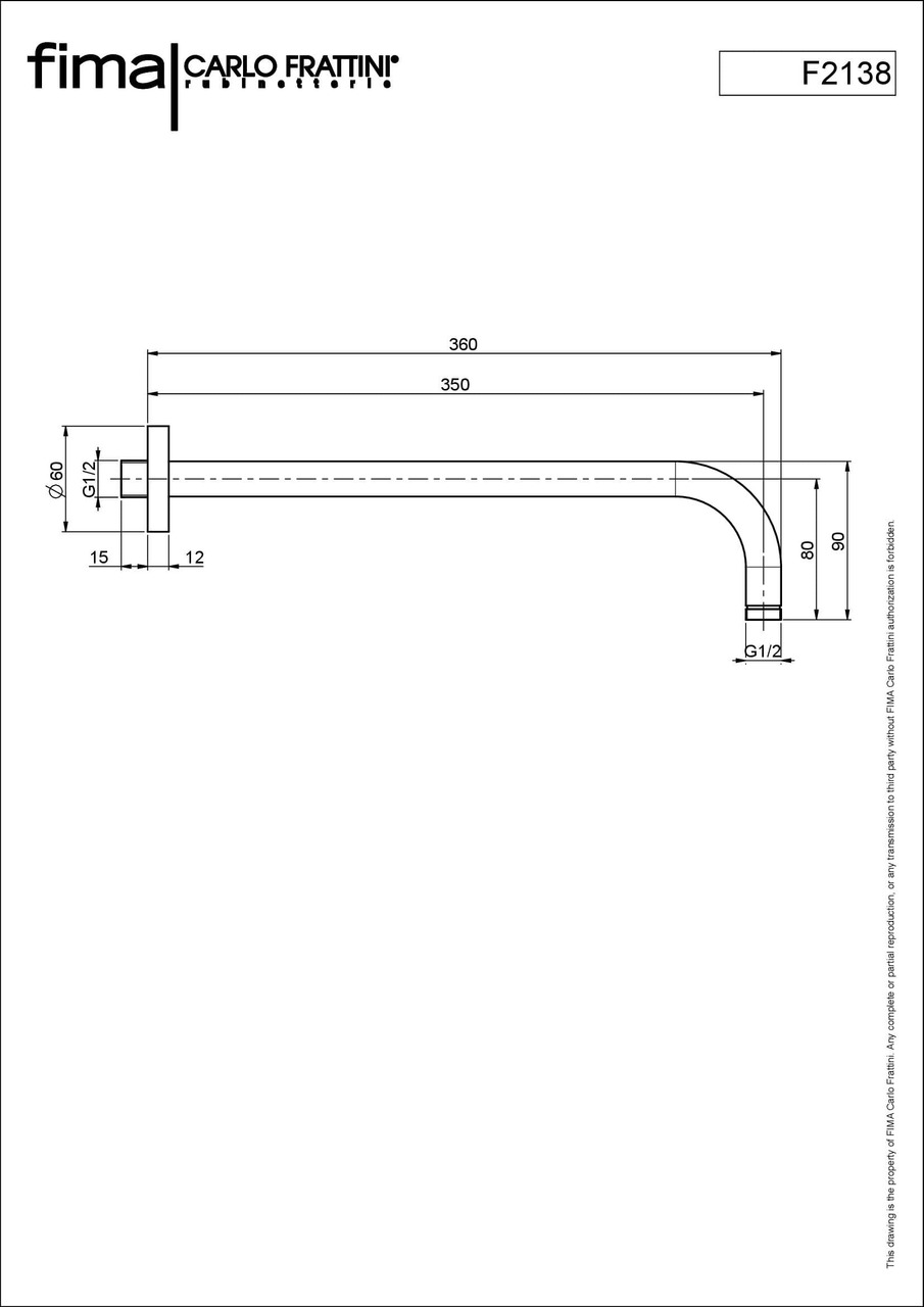 Душовий кронштейн 350 мм Wellness (F2138CR), Fima - Зображення 189358-df1e5.jpg