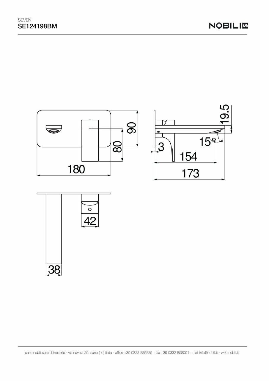 Змішувач для умивальника Seven Velvet Black (SE124198BM), Nobili - Зображення 1895728-a71bb.jpg