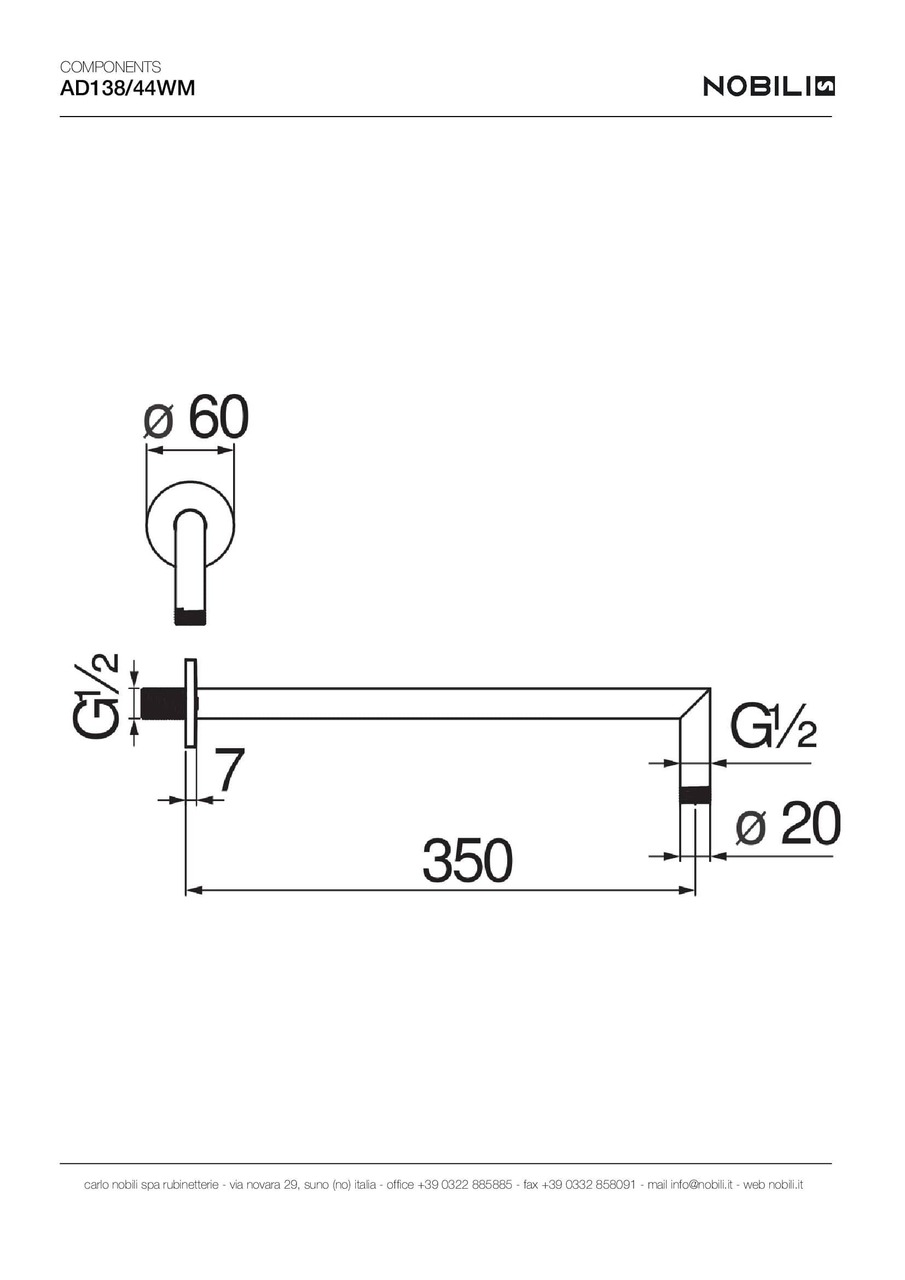 Душовий кронштейн Polar White (AD138-44WM), Nobili - Зображення 1895974-d0f0d.jpg