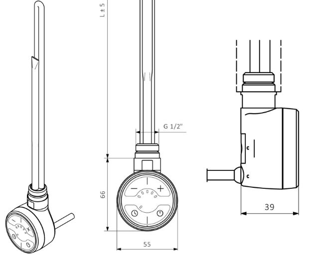 ТЕН прихованого монтажу MOA 600W Silver matt Terma - Зображення 189637674-a7cc1.jpg