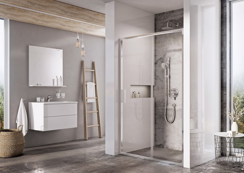 Душові двері двохелементні BLSDP2-110 Transparent RAVAK - Зображення