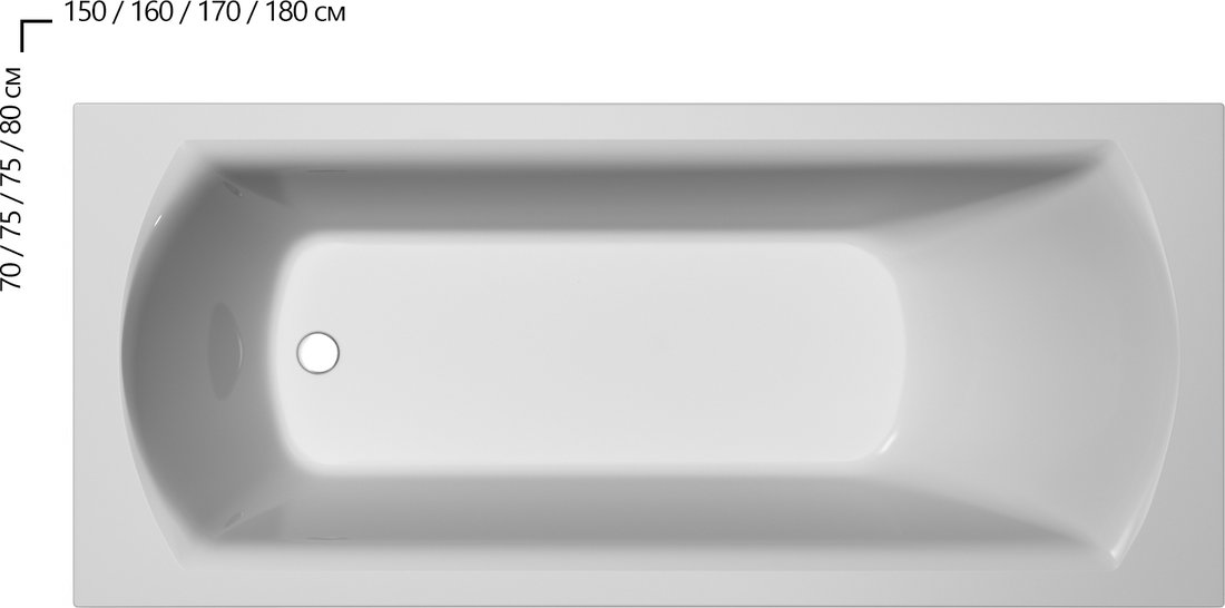 Ванна прямокутна DOMINO II 160х75, RAVAK - Зображення