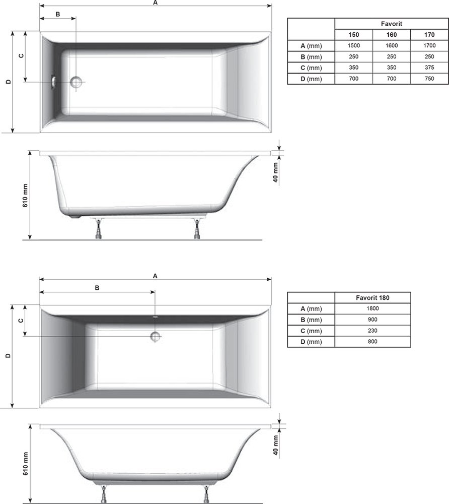 Ванна прямокутна Favorit 170x75 RAVAK - Зображення 189863060-1fd43.jpg
