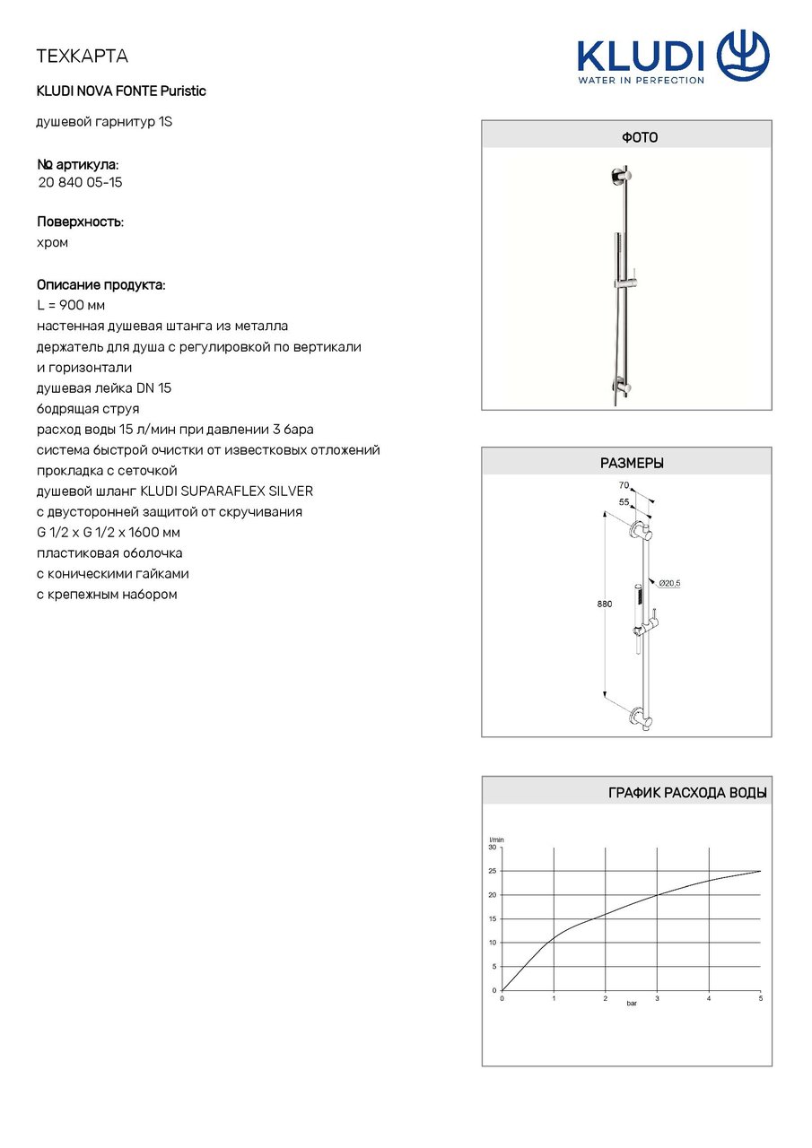 Душовий набір 1S Nova Fonte Puristic (2084005-15), Kludi - Зображення 1898784-e3899.jpg
