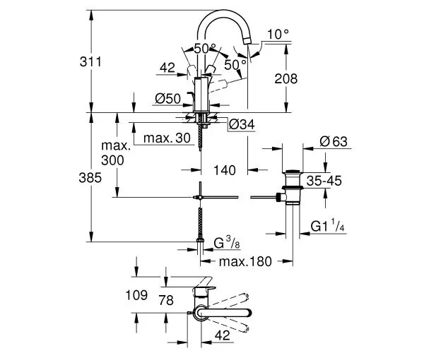 Змішувач для умивальника L-Size Eurosmart New 23537003 Grohe - Зображення 1898960-ce173.jpg