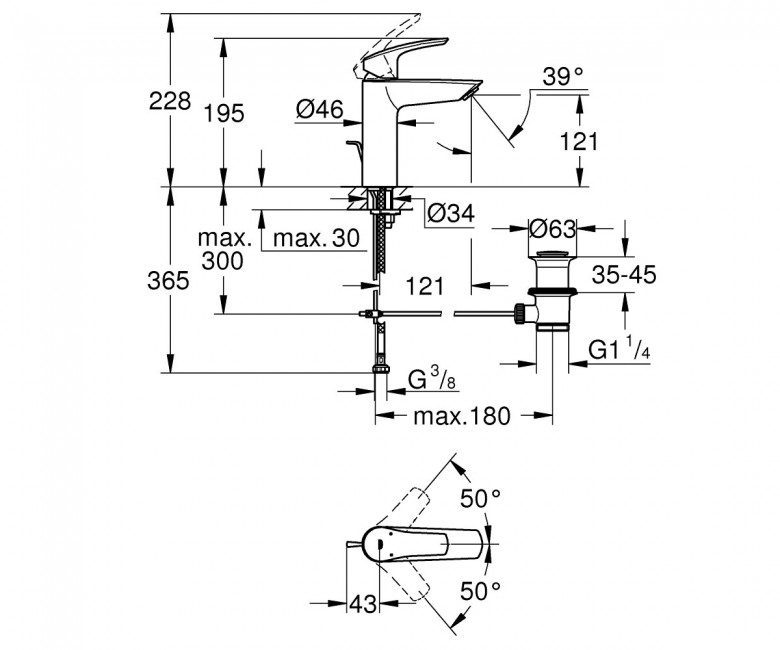 Змішувач для умивальника M-Size Eurosmart New (23322003) Grohe - Зображення 1898964-8251a.jpg