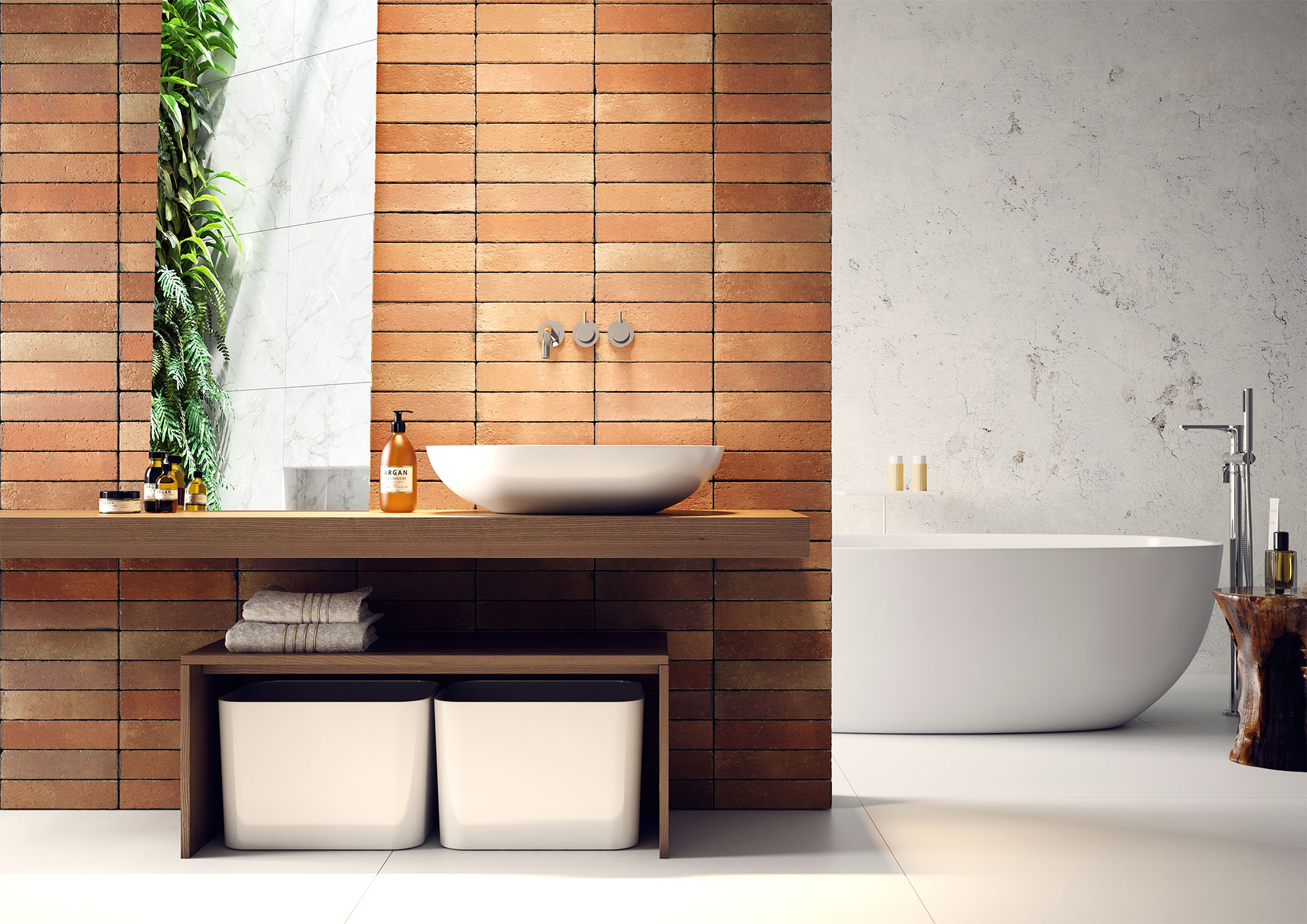 Плитка керамогранитная Flamenco Светло-бежевый NAT 330x330x7,5 Nowa Gala - Зображення 18d62-flm-06-cegla-lazienka.jpg