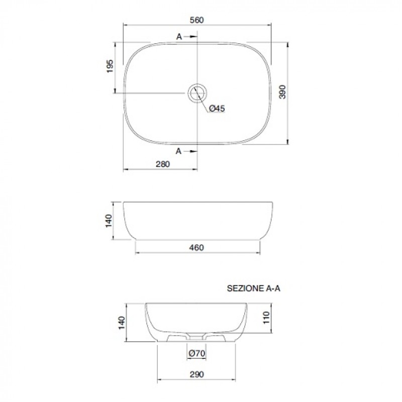 Умивальник Glam 56 (180449) Black matt, SCARABEO - Зображення 1900221-b2263.jpg