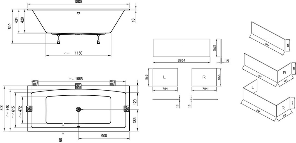 Ванна прямокутна FORMY 02 Slim 180x80 RAVAK - Зображення 1900307-6437c.jpg