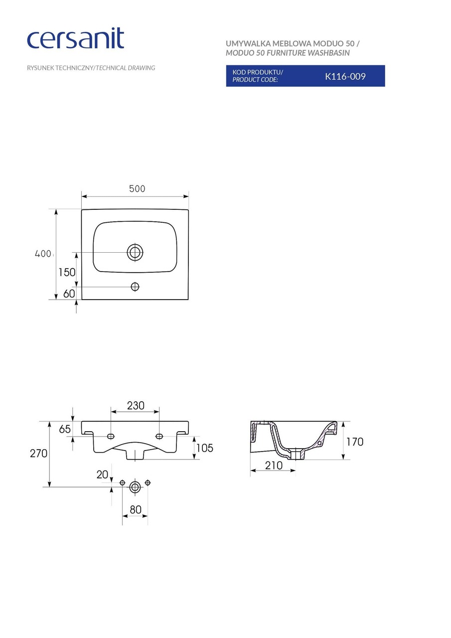 Умивальник меблевий Moduo 50 Cersanit - Зображення 1901038-cae3b.jpg