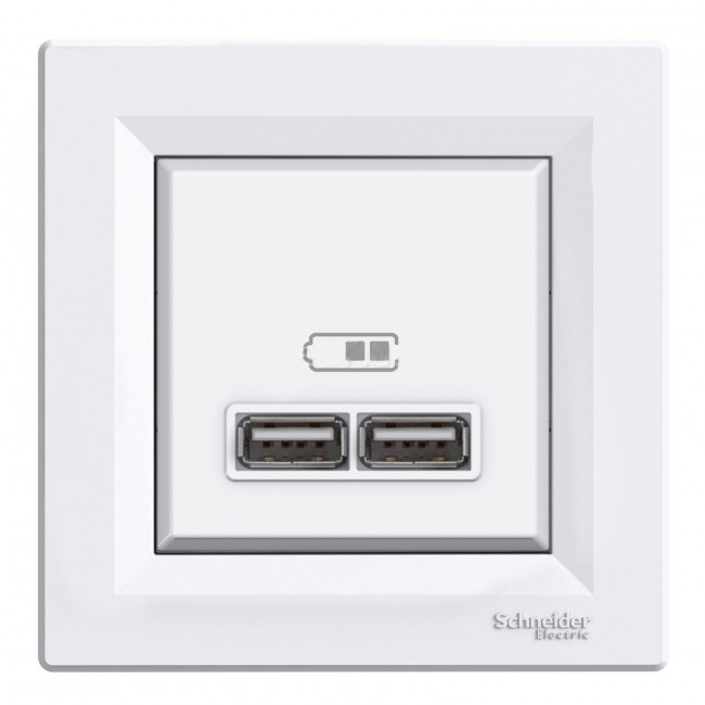 Розетка USB 2,1A Белый ASFORA (EPH2700221), Schneider Electric - Зображення