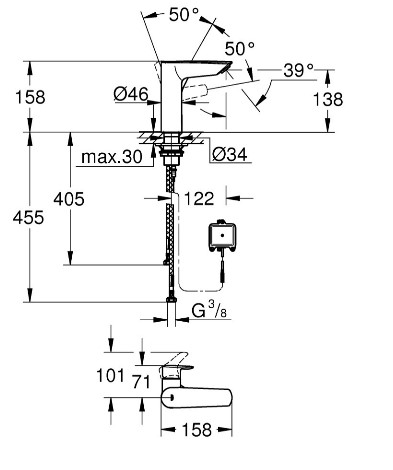 Змішувач для умивальника електронний Eurosmart New (23975003), Grohe - Зображення 1904634-ea66f.jpg