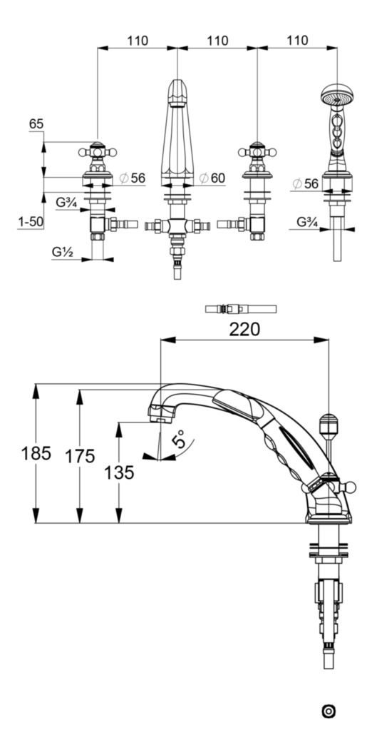 Змішувач для ванни Adlon (515244520) золотий, Kludi - Зображення 190525-22ab2.jpg