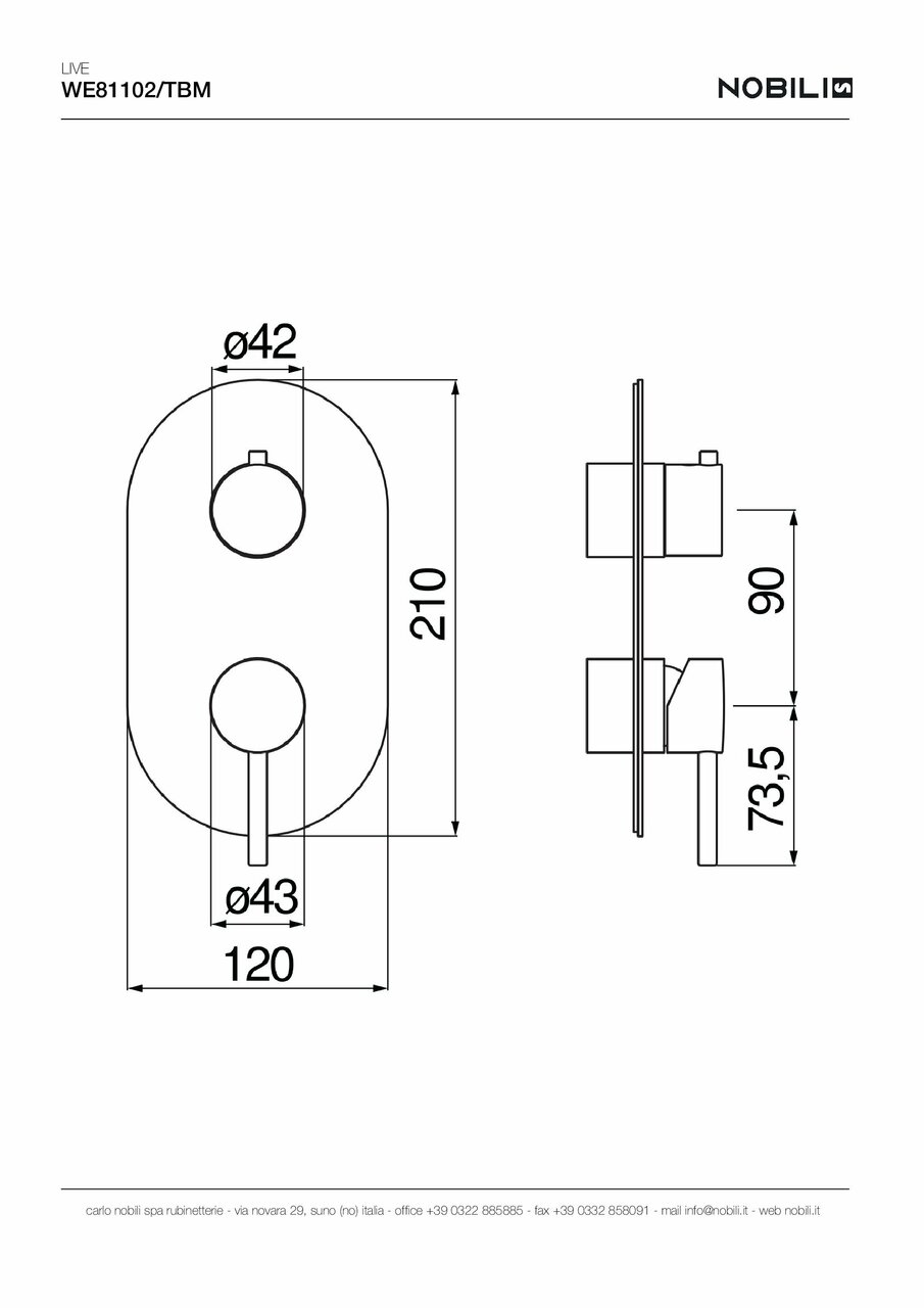 Змішувач для душу Live Velvet Black (WE81102-TBM), Nobili - Зображення 1905431-6499c.jpg