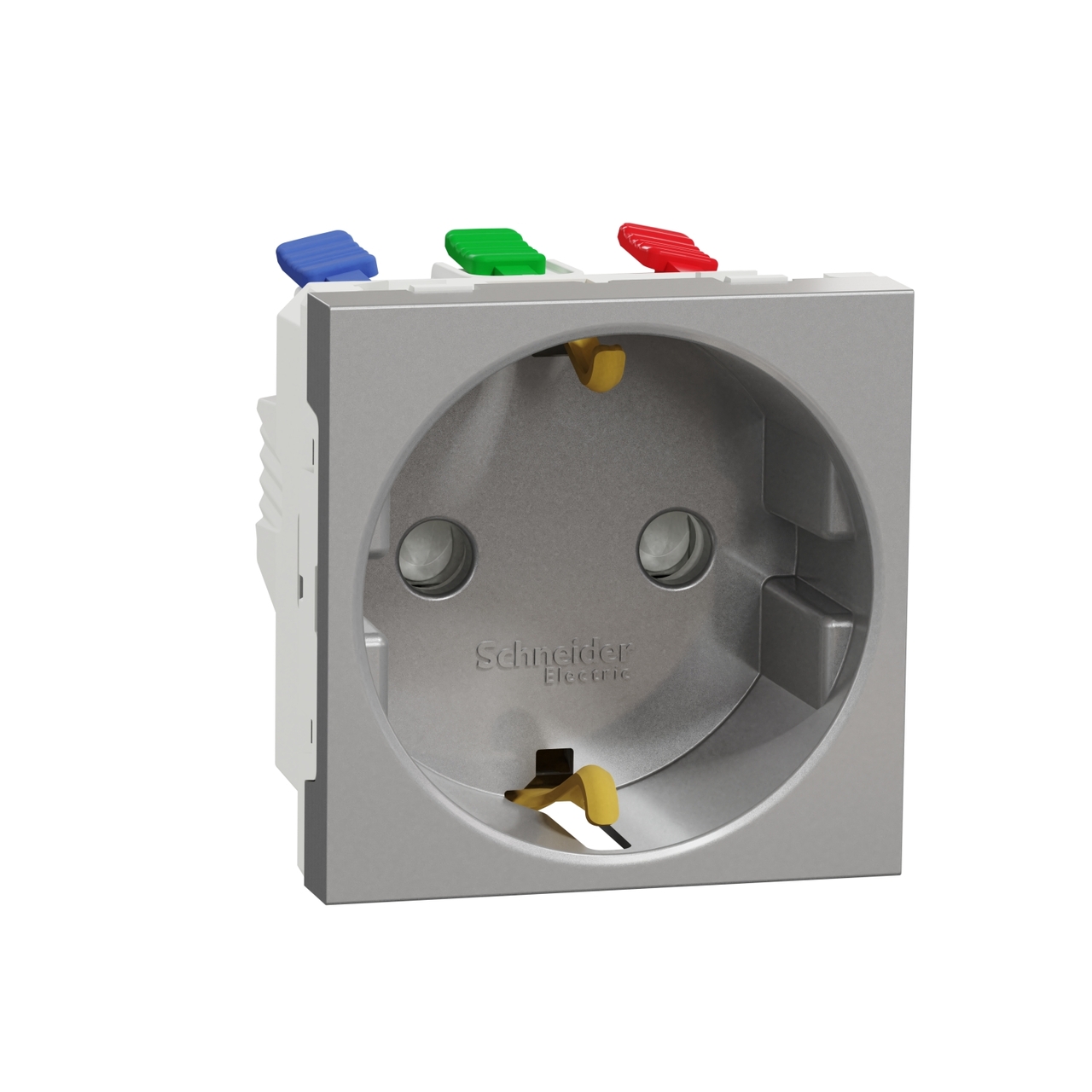 Розетка з заземленням Алюміній UNICA (NU305730), Schneider Electric - Зображення