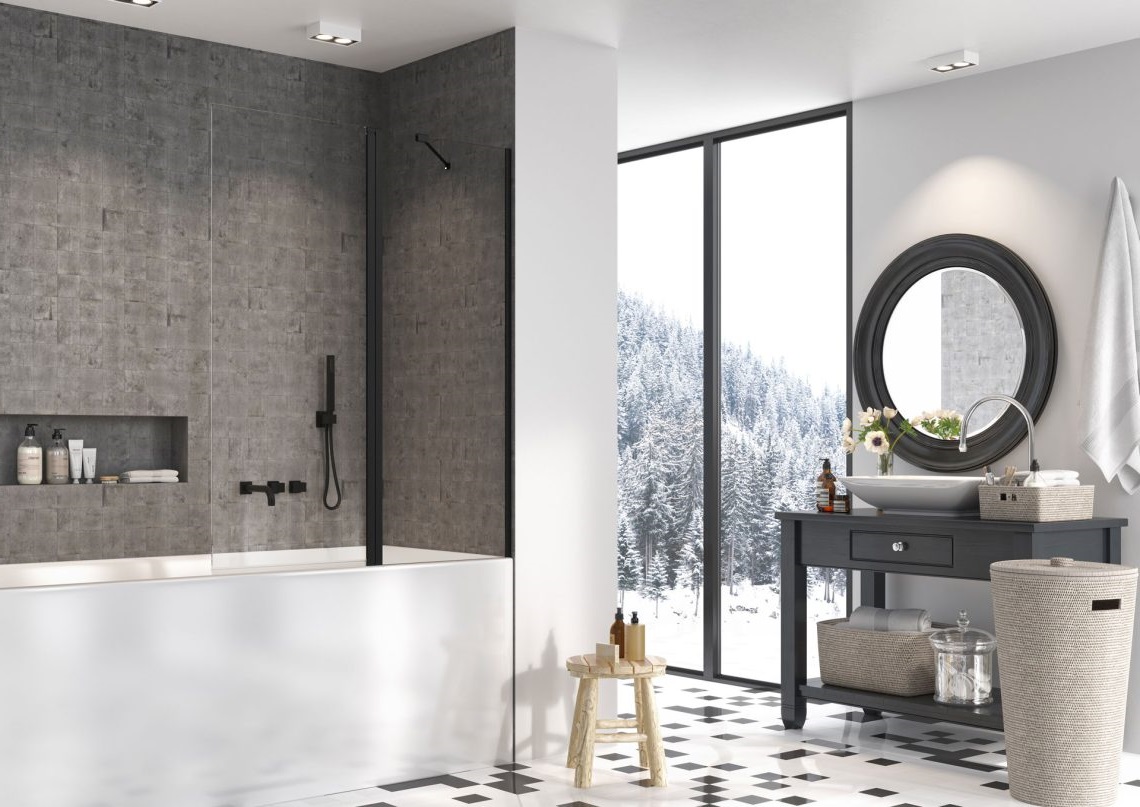 Шторка для ванни NES 8 Black PND II 100 R RADAWAY - Зображення 1906738-b176a.jpg