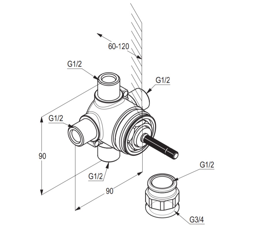 Вбудована частина перемикача DN 15 Ambienta (29757), Kludi - Зображення 191259-d510c.jpg