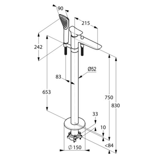 Змішувач підлоговий для ванни Ambienta (535900575), Kludi - Зображення 191264-34c57.jpg