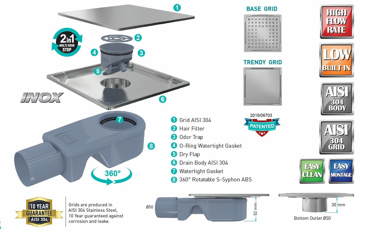 Душовий трап Inox-S Base VFD-773515 Valtemo - Зображення 1914254-513c5.jpg