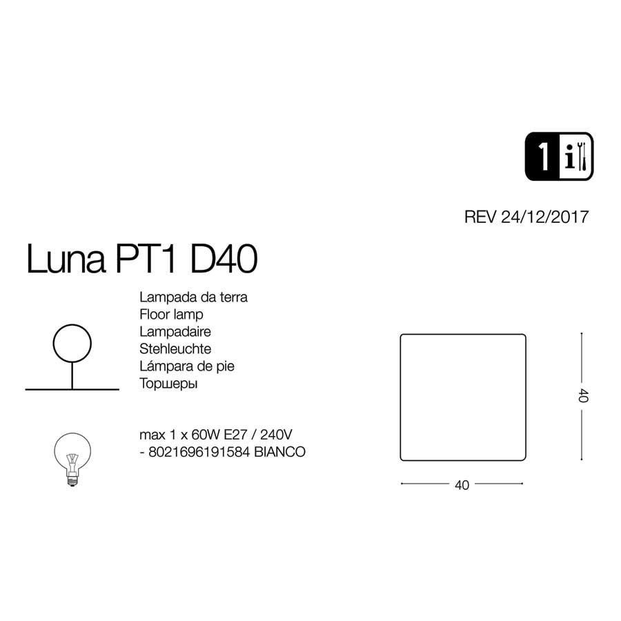 Світильник вуличний LUNA PT1 D40 (191584), IDEAL LUX - Зображення 191584-1.jpg