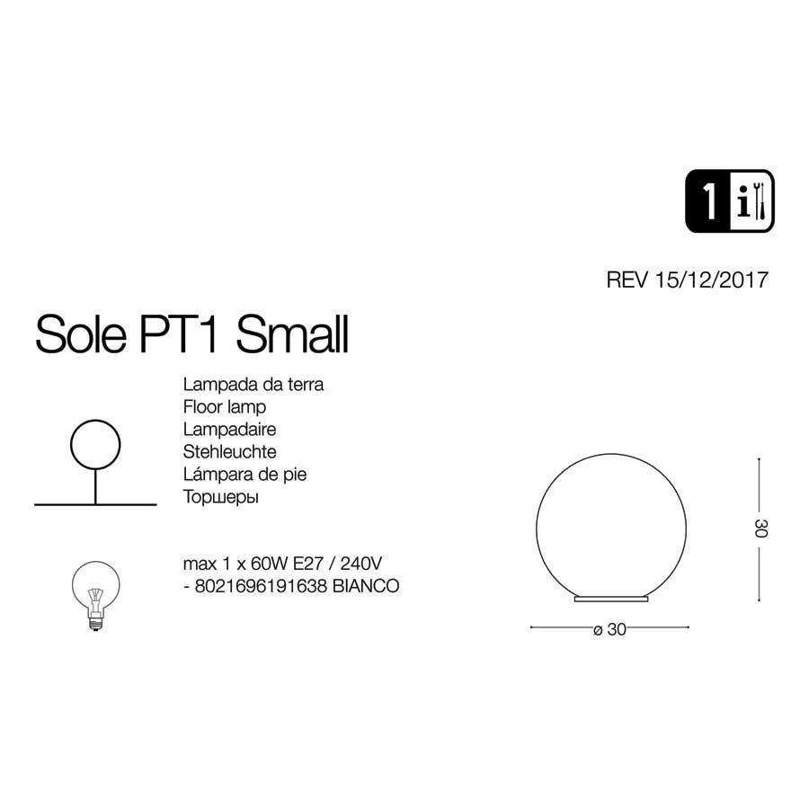Світильник вуличний SOLE PT1 SMALL (191638), IDEAL LUX - Зображення 191638-1.jpg