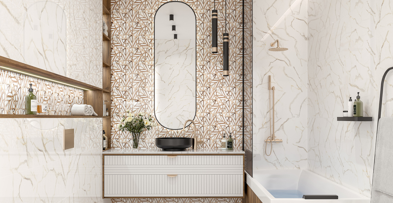 Плитка стінова Alta Fresco Білий 300x600x9 Golden Tile - Зображення 1917390-699ee.jpg