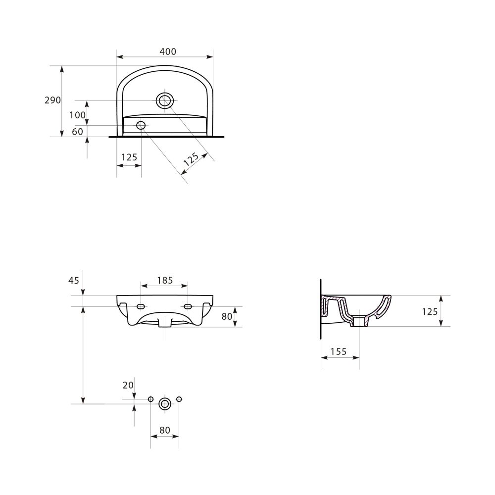 Умивальник 40 см Arteco правий (CCWF1006211911), Cersanit - Зображення 191942-338b5.jpg