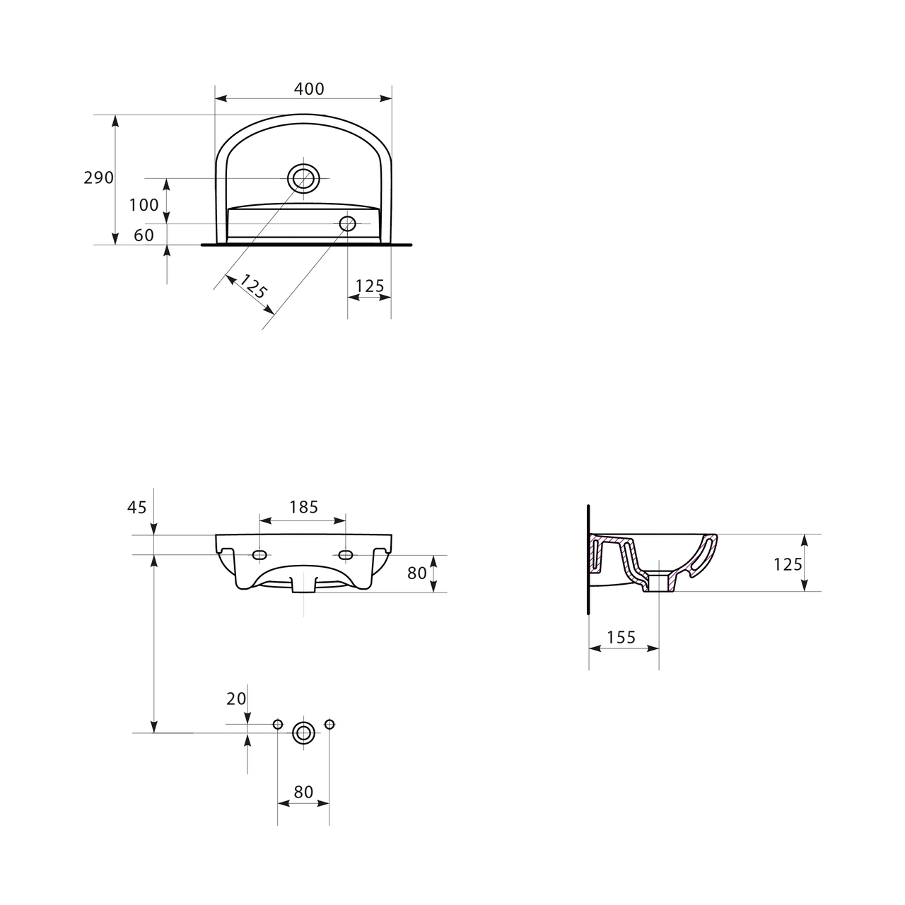 Умывальник 40 см Arteco левый (CCWF1006221911), Cersanit - Зображення 191944-26f45.jpg